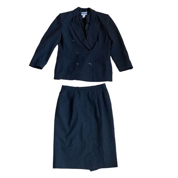 Pendleton suit womens 2 piece 100% wool blazer skirt heathered grey suit size 8 - Picture 1 of 16